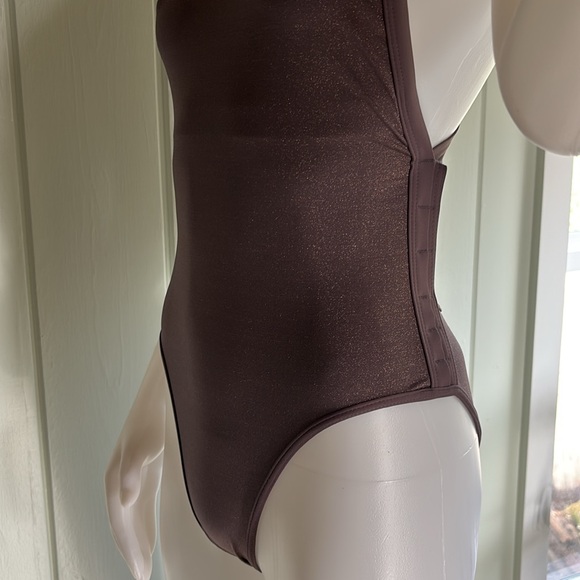 L*Space Swim Baewatch Cross-back, One-piece Swimsuit in Mauve w/ Gold Shimmer - Picture 3 of 16